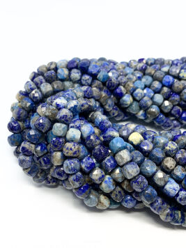 Lapis Lazuli Kostka Fasetowana 7 mm Sznur 40cm 