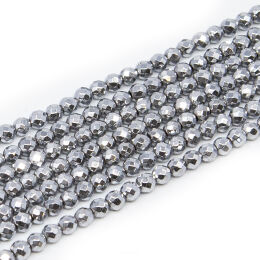 Hematyt Srebrny Fasetowany Kule 3 mm Sznur 40cm Kuleczki