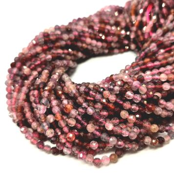 Spinel Czerwony Kulka Fasetowana 4 mm - Sznur 40cm