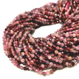 Spinel Czerwony Kulka Fasetowana 4 mm - Sznur 40cm