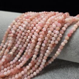 Opal Różowy Kulka Fasetowana 4 mm Sznur 40cm