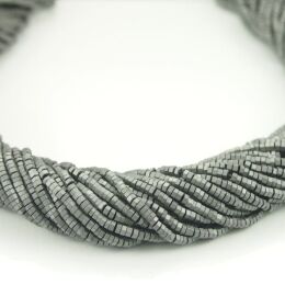 Hematite Mat hexagons beads 2mm Graphite Cord 40cm
