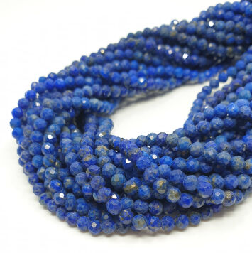 Lapis Lazuli Kulka Fasetowana 4 mm Sznur 40cm