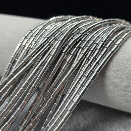 Hematyt Srebrny Wałek 3x5 mm Sznur 40cm