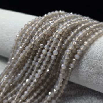 Chalcedon Szary Kulka Fasetowana 4 mm Sznur