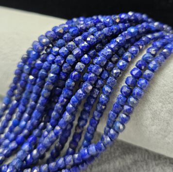 Lapis Lazuli Kostka Fasetowana 4 mm Sznur 40cm Extra Jakość