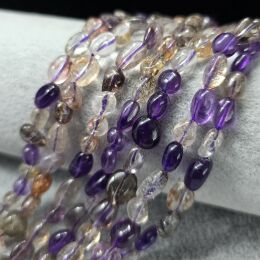 Ametyst z Kwarcem Rutylowym Otoczak 6x11 mm
