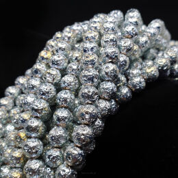 Lawa Wulkaniczna Kule 8 mm Galwanizowana Srebrna