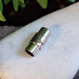 Zapięcie Magnetyczne 12 x 8 mm otwór 5 mm, Ciemne Srebro
