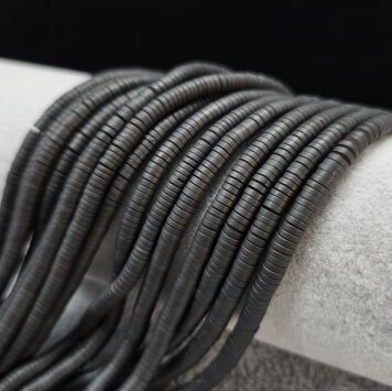 Hematyt Czarny Matowy Dysk 4x1 mm Sznur 40cm
