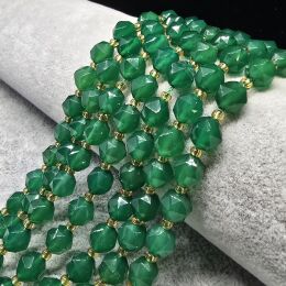 Onyks Zielony Kule Fasetowane 8 mm Sznur