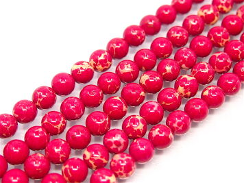 Jasper Emperor balls 6mm raspberry pudding Cord 40cm